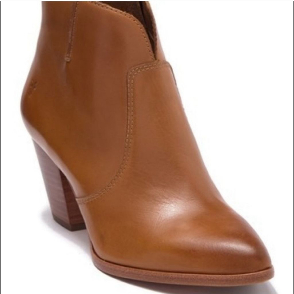 Frye Jennifer Cognac Brown Leather Ankle Booties - Picture 3 of 12